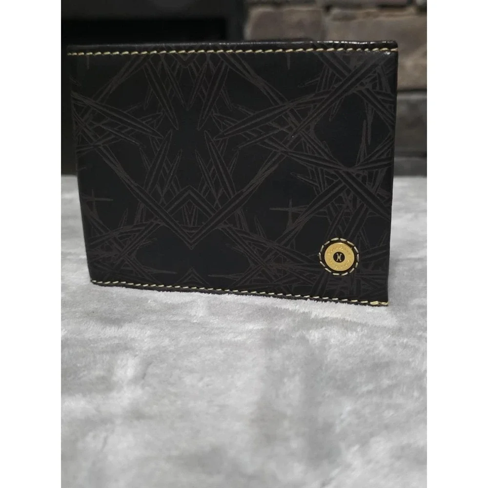 Cole Haan Black Bifold Men's Wallet with Emblem Logo and Outside Design
